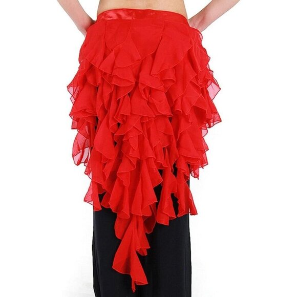 Women\'s Red Imported Belly Dance Hip Scarf Belt Performance Latin Wave Skirt main image 2